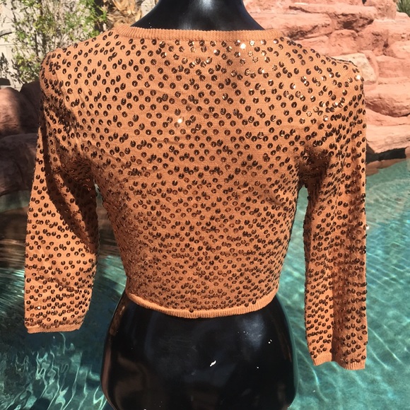Sequins cardigan, color caramel - Picture 4 of 5